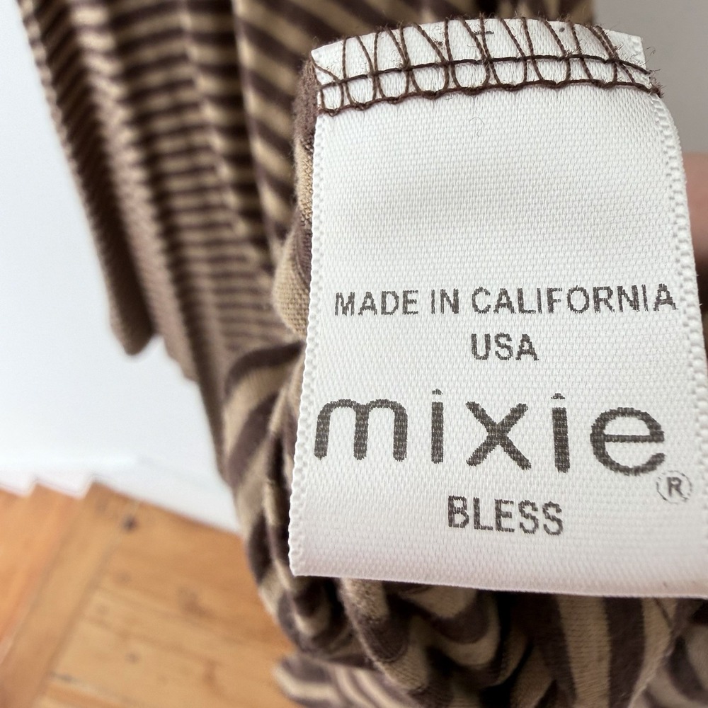 Mixie Bless Striped Wrap Dress Brown Tan Modal USA Made Boho Size M - Picture 4 of 7